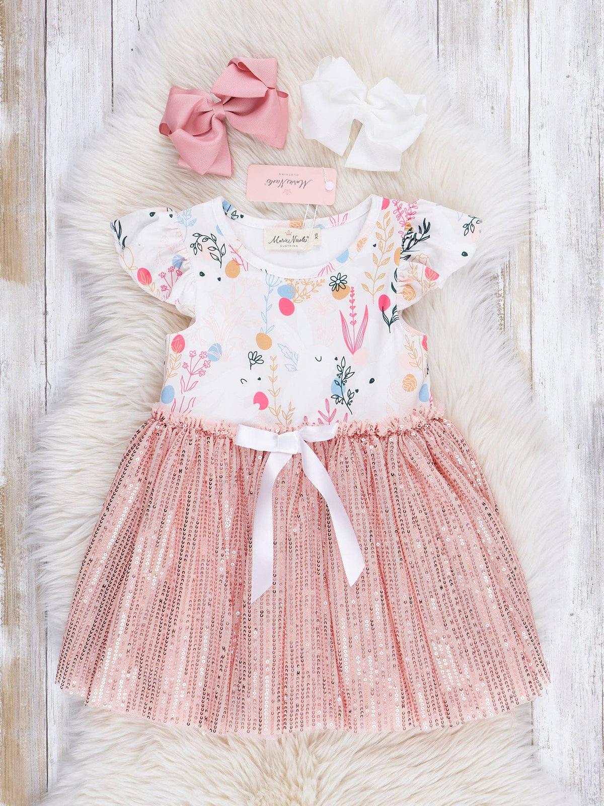 Rose Gold Florals Sparkle Dress