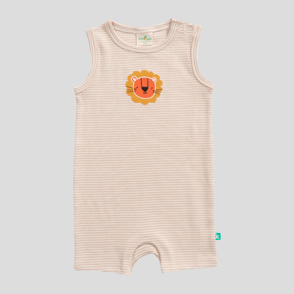 Sleeveless Striped & Printed Romper for Baby Boys