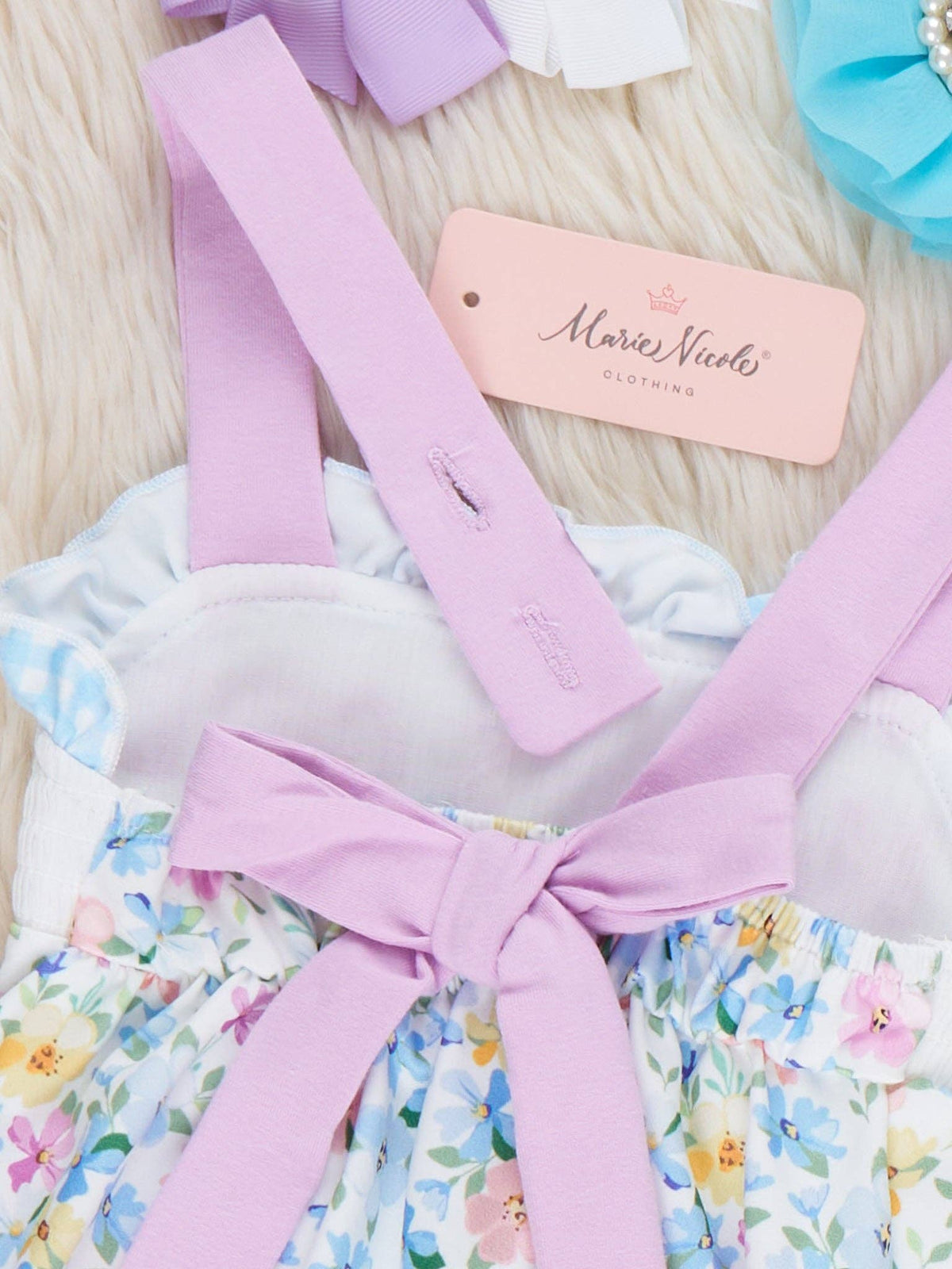MAMA'S GIRL Petal Hem Smocked Ruffle Bubble Romper