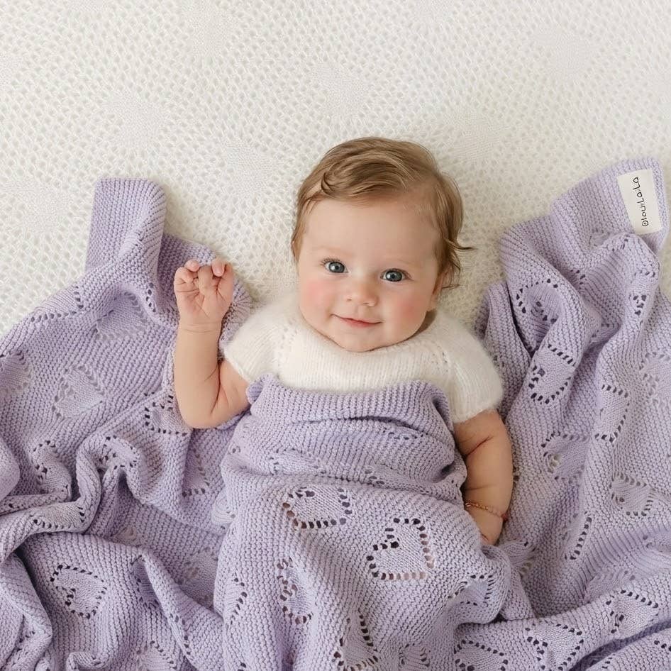 100% Luxury Cotton Receiving Swaddle Baby Blanket - Heart