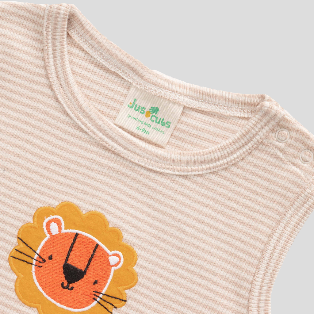 Sleeveless Striped & Printed Romper for Baby Boys