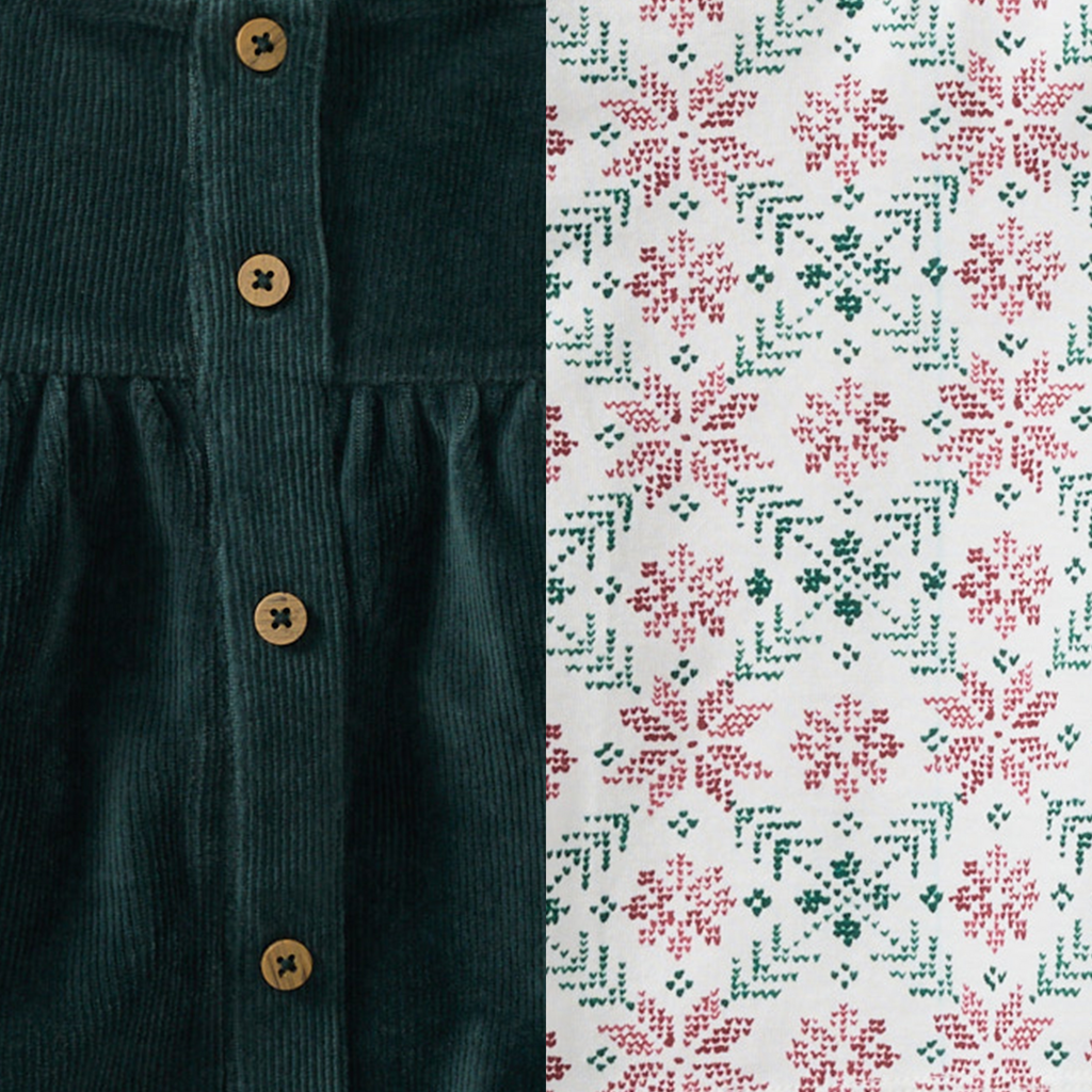 Poinsettia Fair Isle Organic Girl Tee & Dress Set