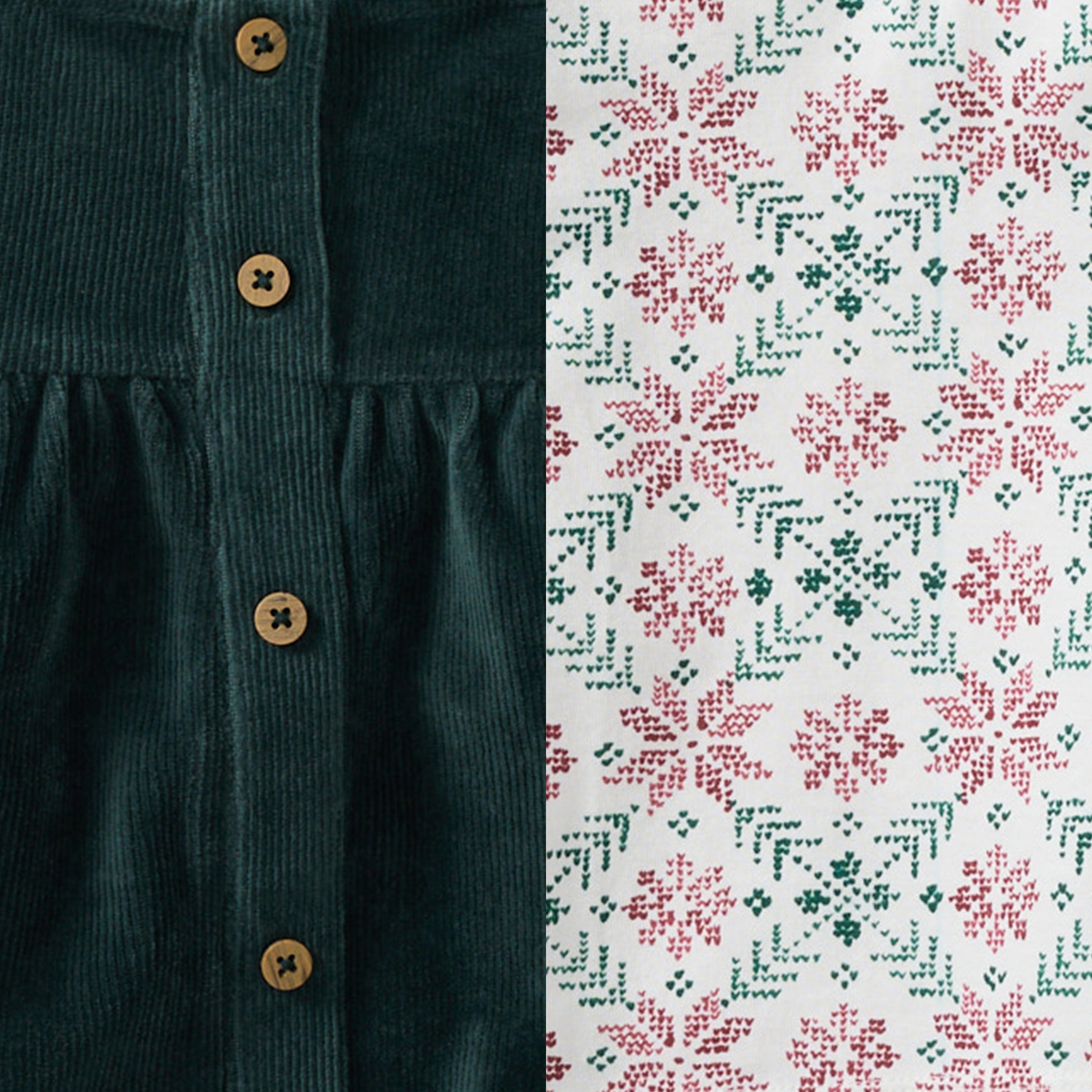Poinsettia Fair Isle Organic Girl Tee & Dress Set