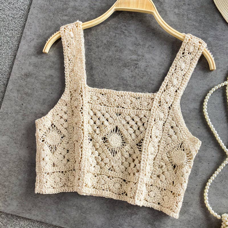 Crosa - Vintage Crochet Design Camisole - A Perfect Summer Top Tank