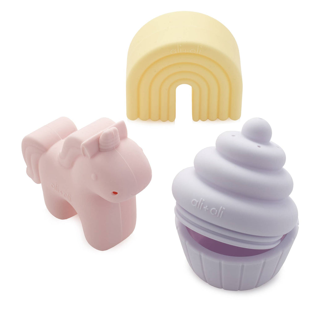 Ali+Oli Squirt Water Bath Toy Set (Unicorn Theme) Mold Free