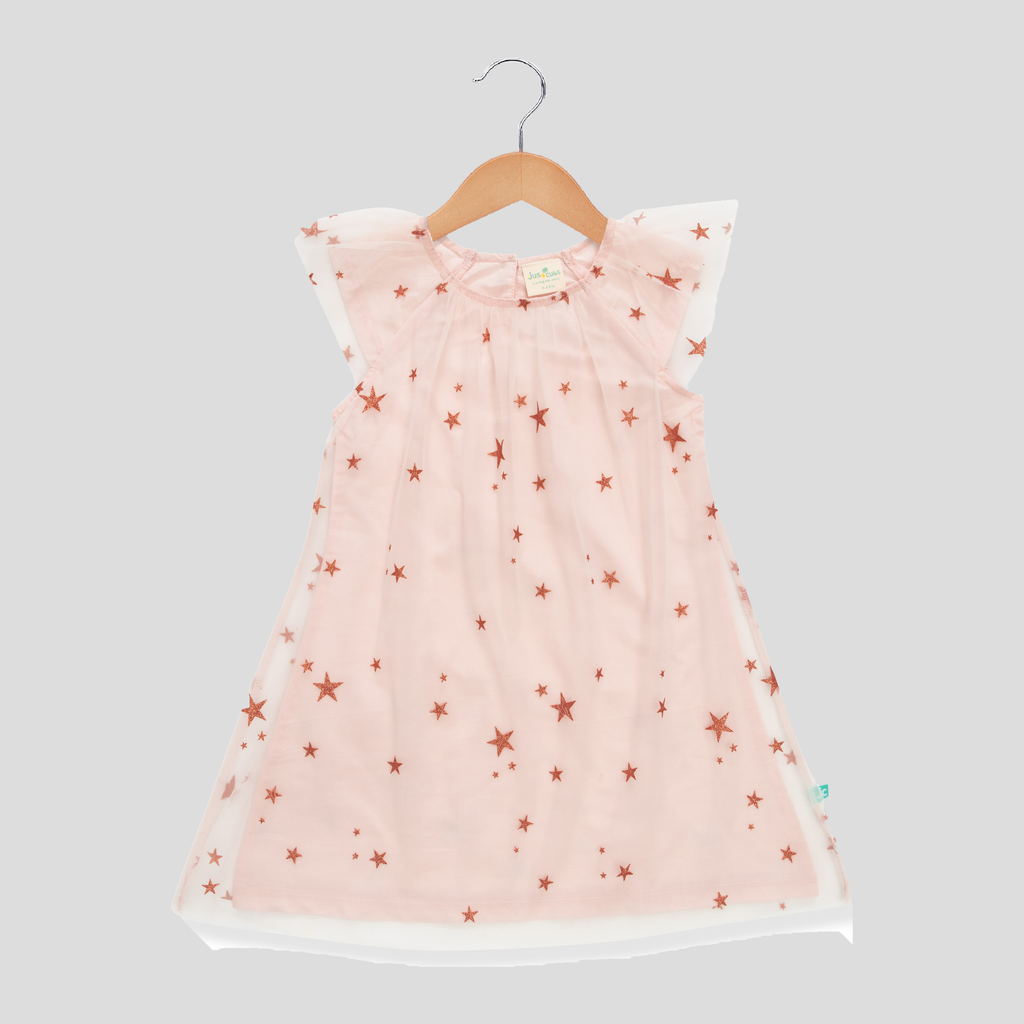 Starry Tulle Sleeveless Dress for Toddler - Peach