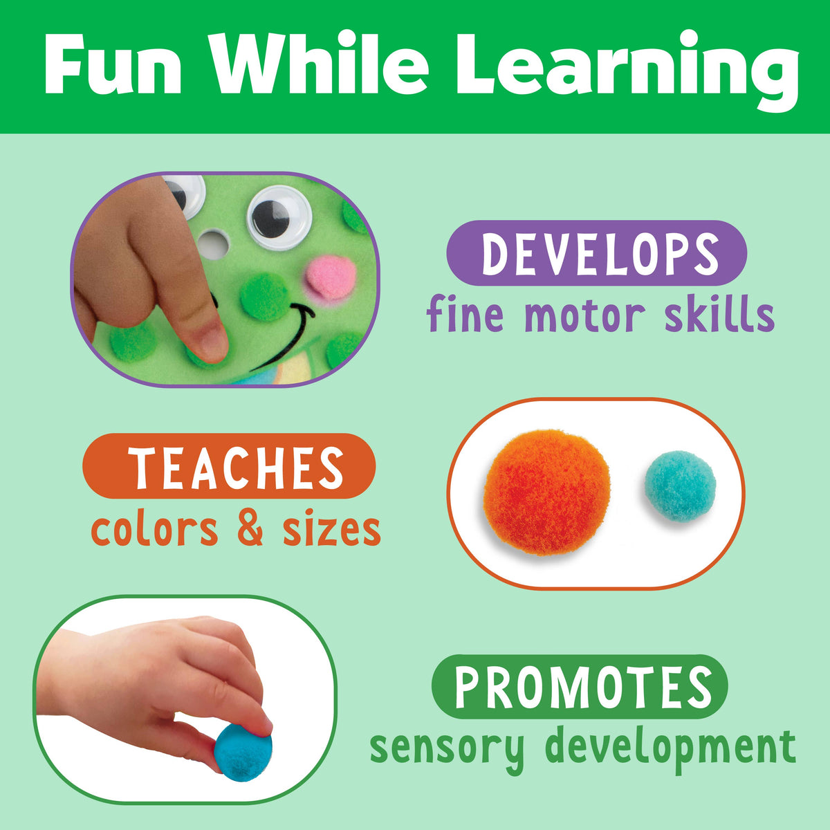 Pom Pom Dinosaur Pictures Activity Kit for Preschool Kids