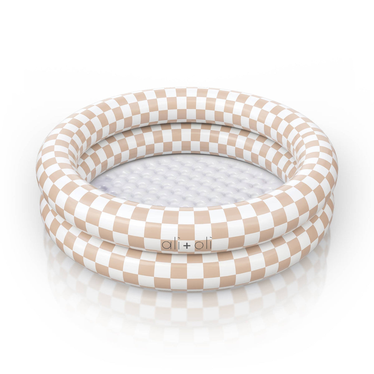 Ali+Oli Two-Ring Inflatable Kiddie Pool (Tan Checkers)