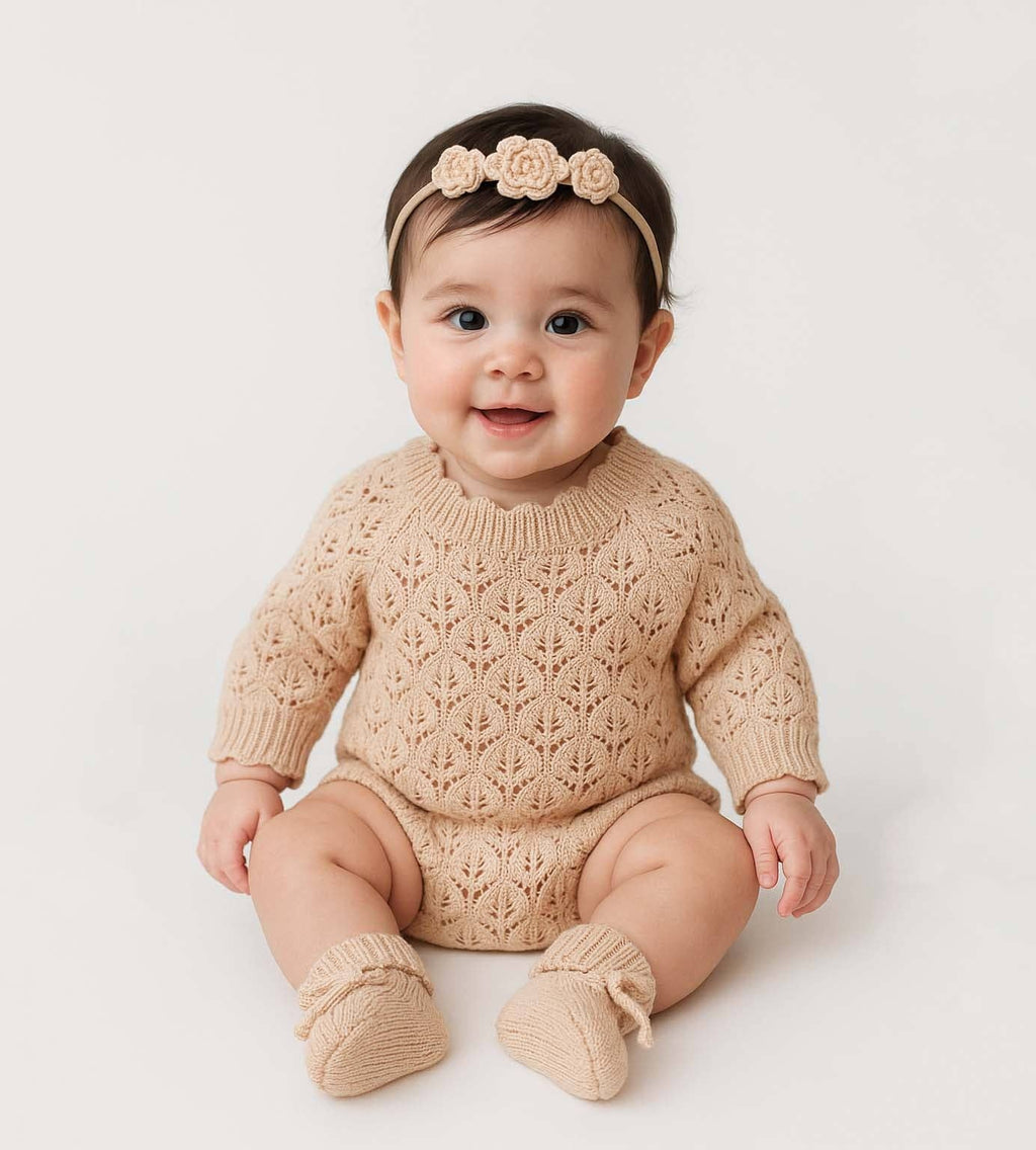 Apricot Pink Lacy Romper