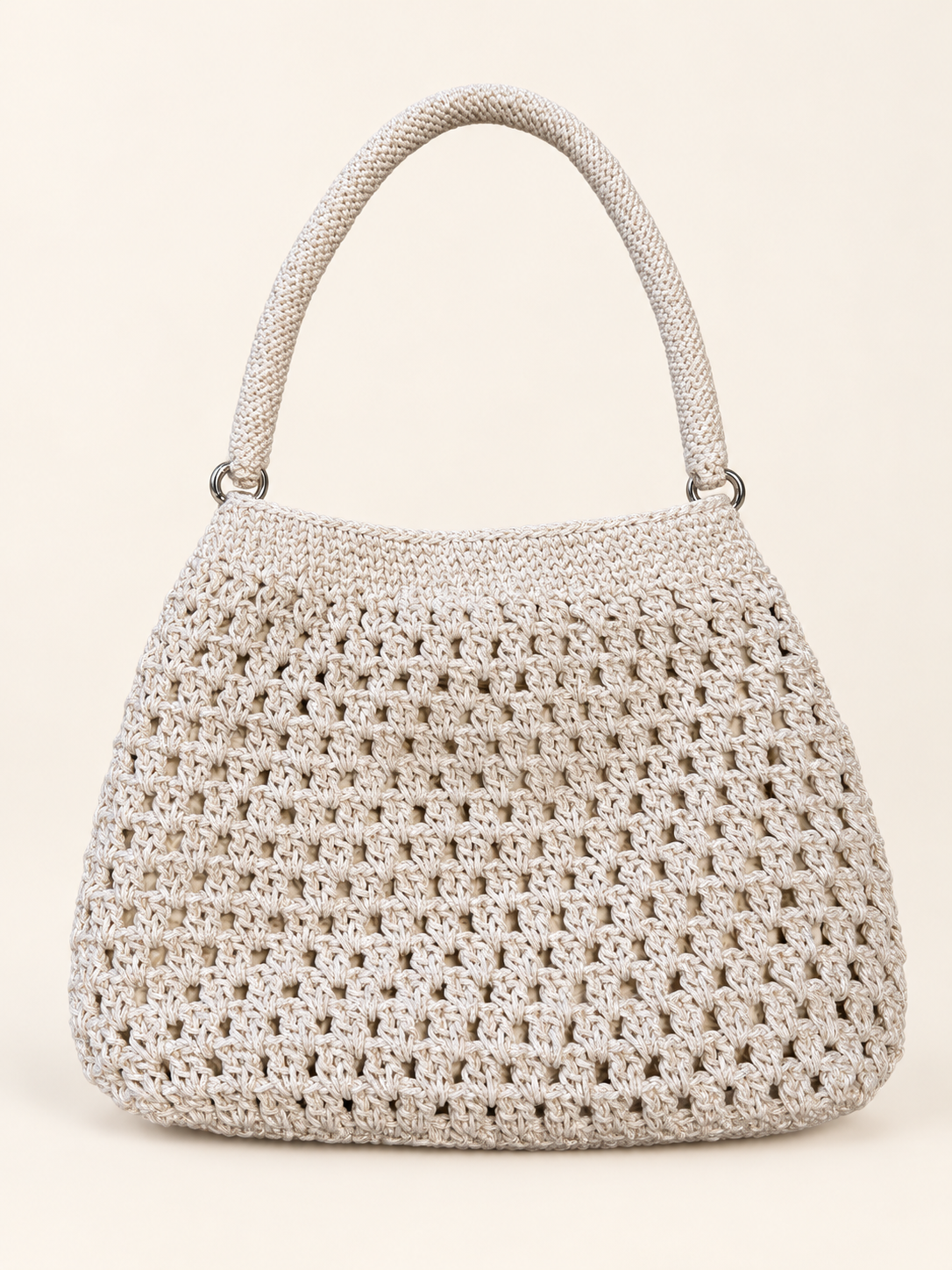 Handmade Crochet Handbag -Beige