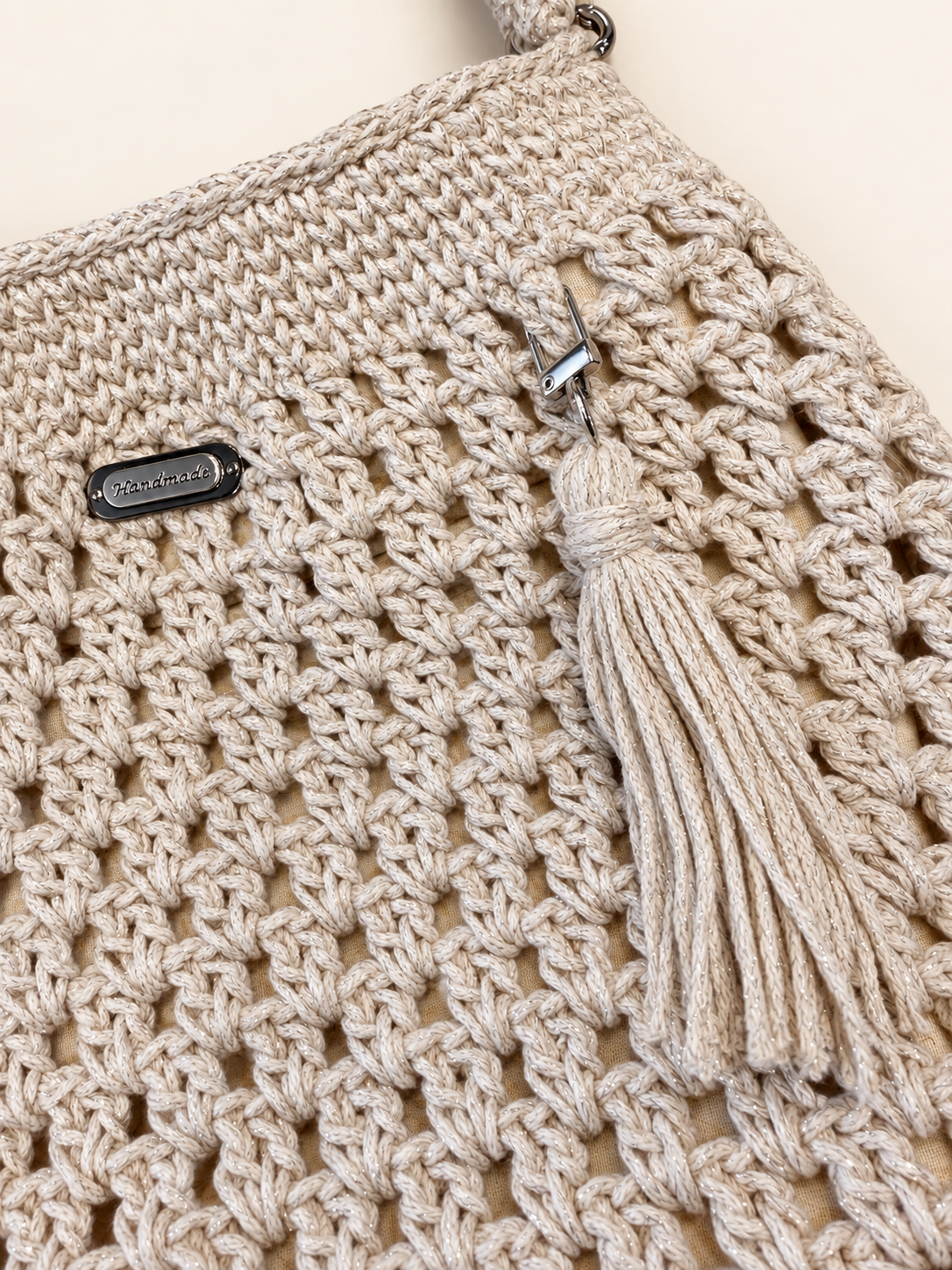 Handmade Crochet Handbag -Beige