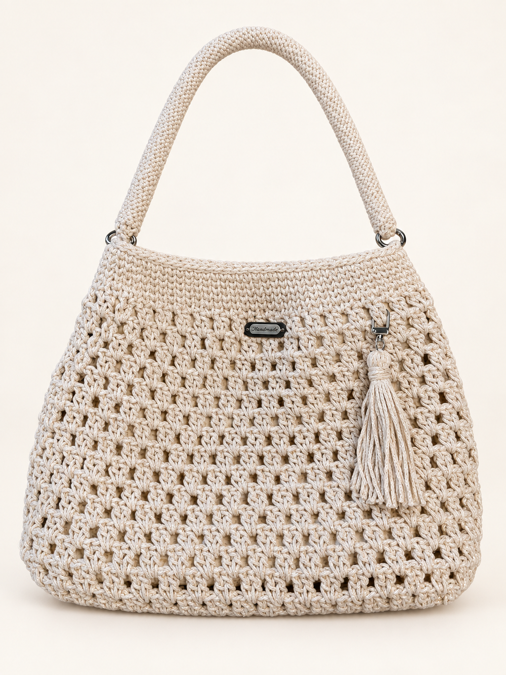 Handmade Crochet Handbag -Beige