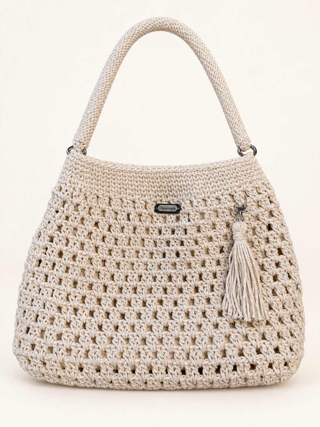 Handmade Crochet Handbag -Beige