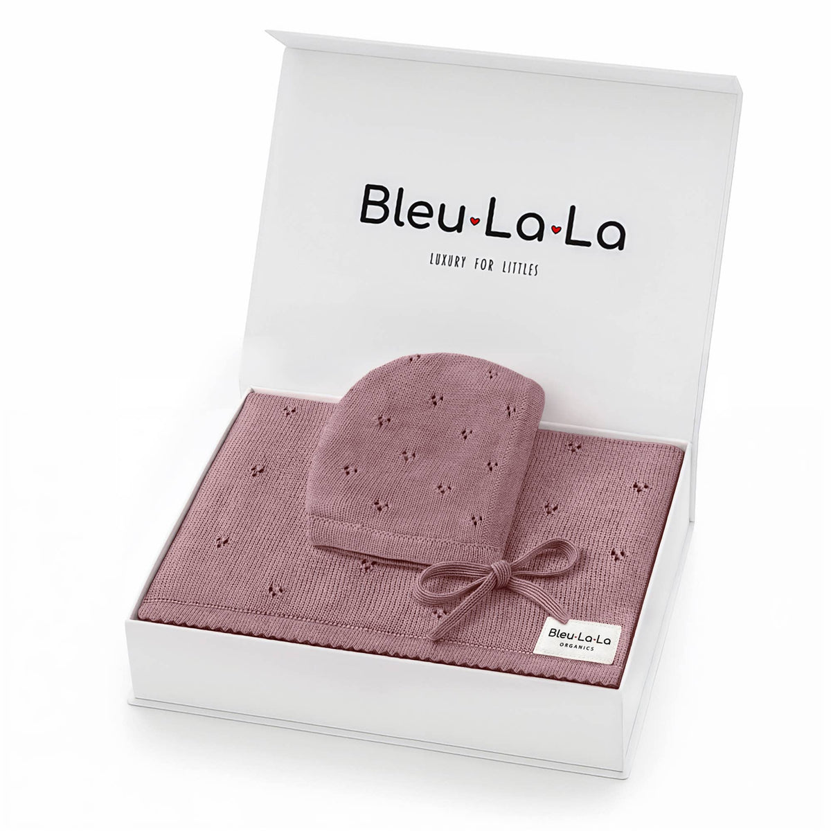 100% Organic Cotton Luxury Organic Blanket + Hat Gift Set