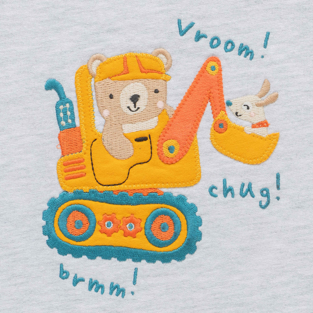Excavator T-Shirt and Shorts Set for Toddler Boys: 3-4 Yrs