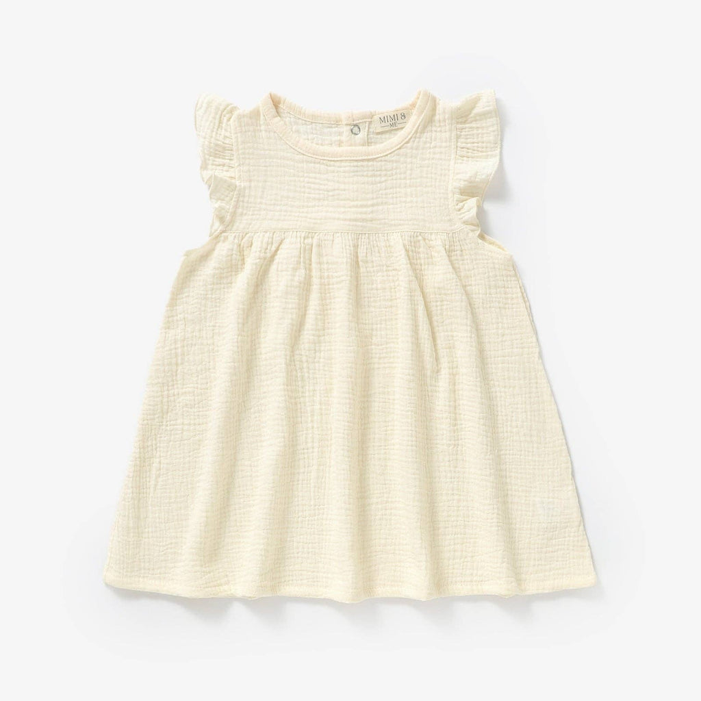 The Charlotte - Cream -Organic Muslin Sleeveless Dress
