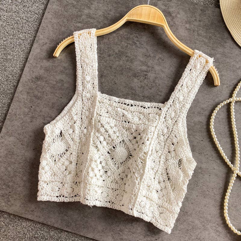Crosa - Vintage Crochet Design Camisole - A Perfect Summer Top Tank