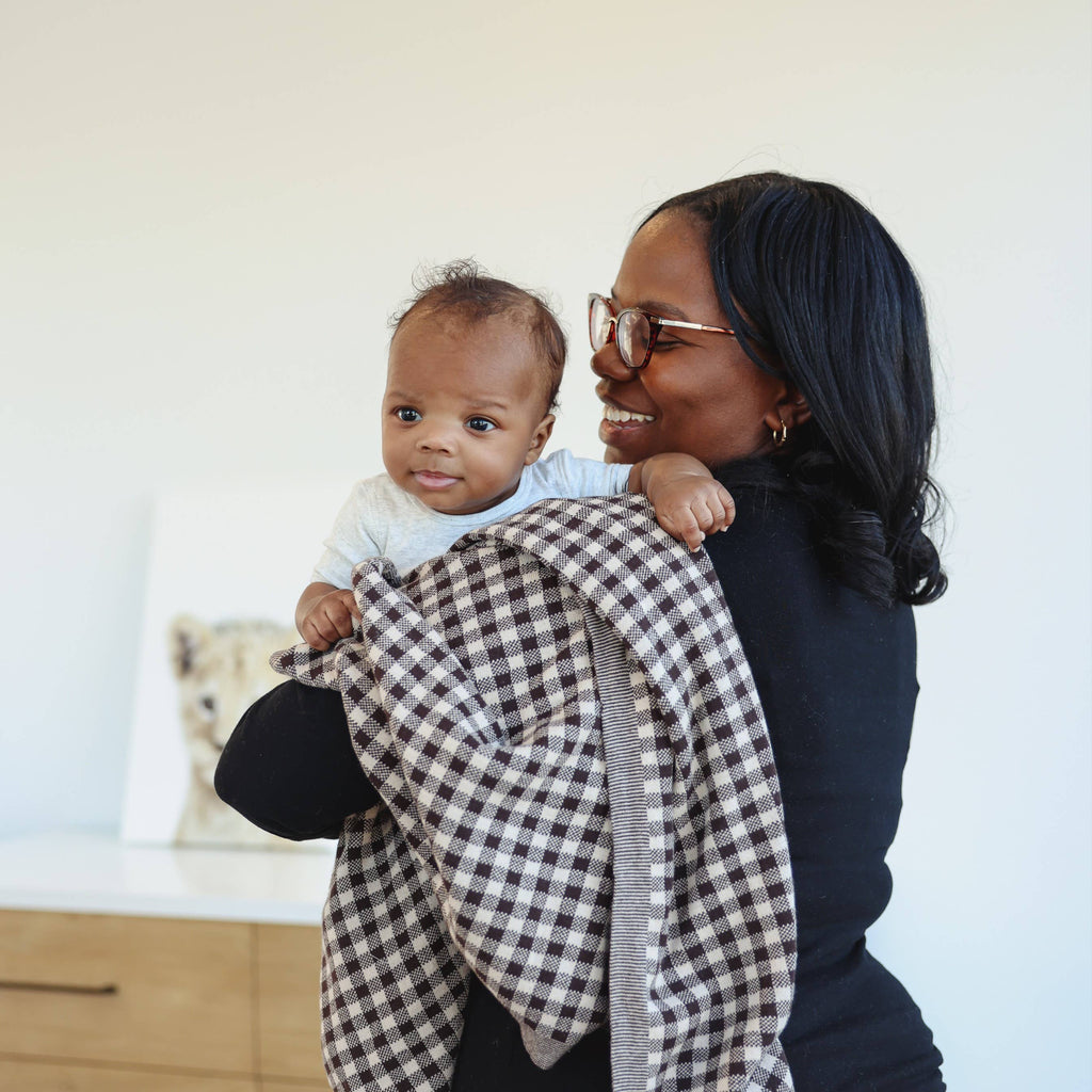 100% Luxury Cotton Swaddle Receiving Baby Blanket - Plaid