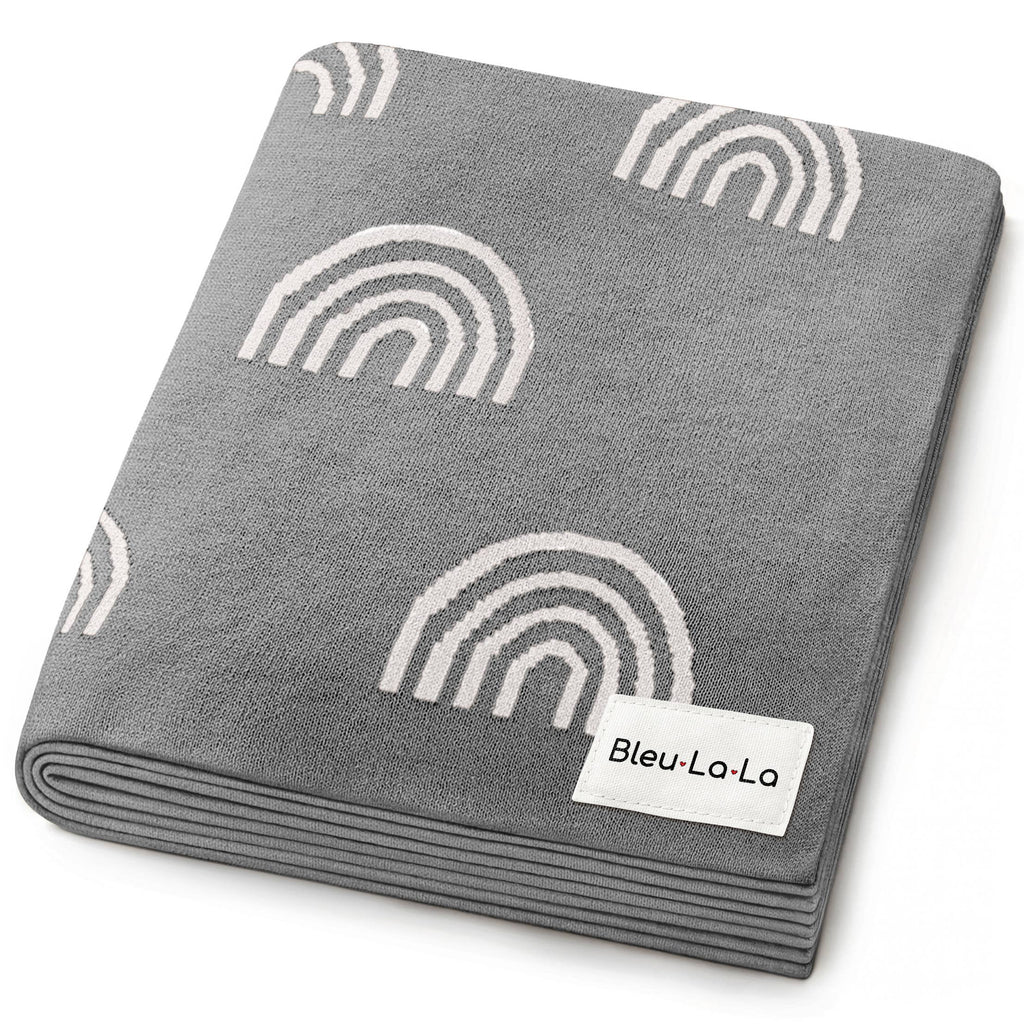 100% Luxury Cotton Swaddle Receiving Baby Blanket - Rainbow