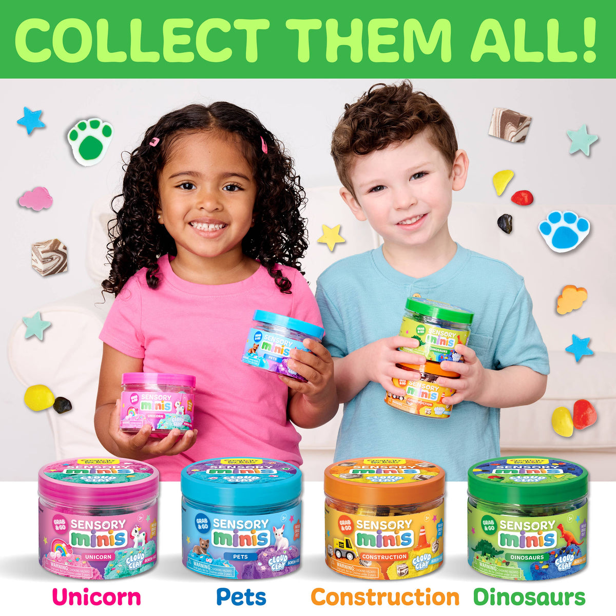 Sensory Mini Play Kit Jar with Cloud Clay: Dinosaur Theme
