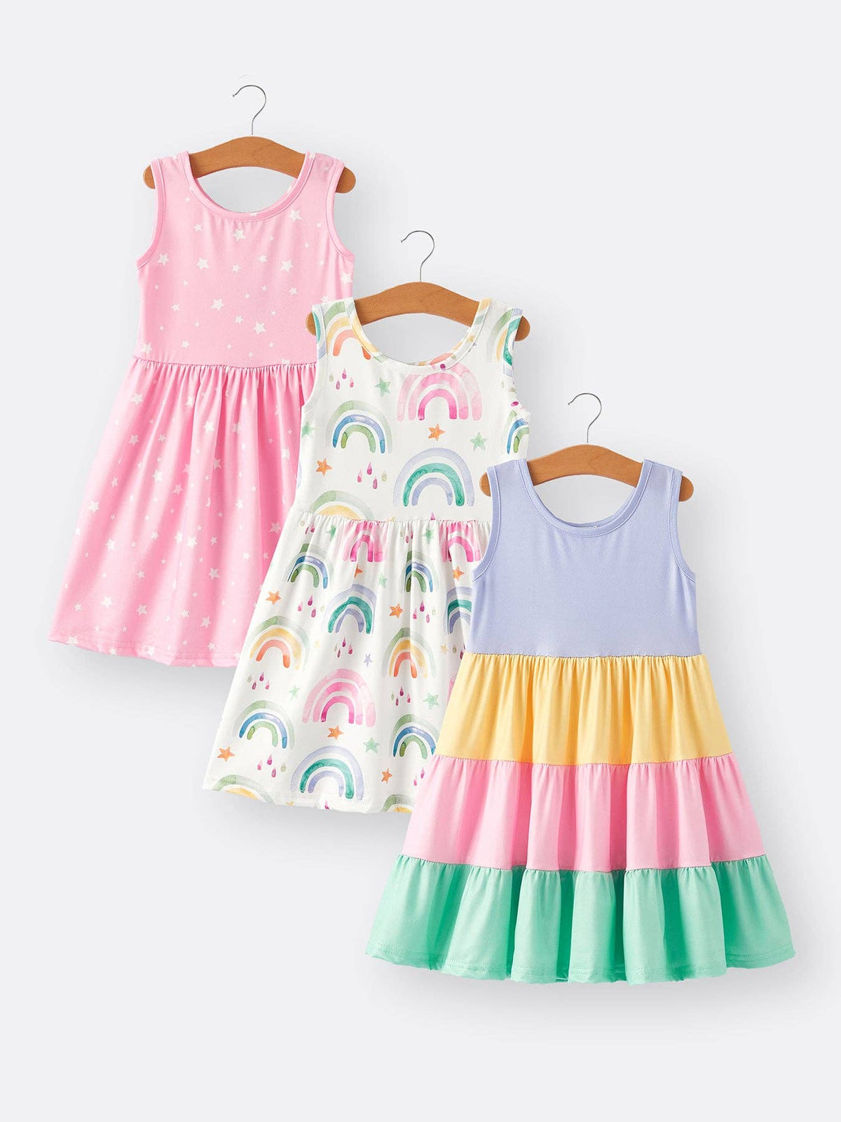 Rainbow Star Colorful Dress: 5-6Y
