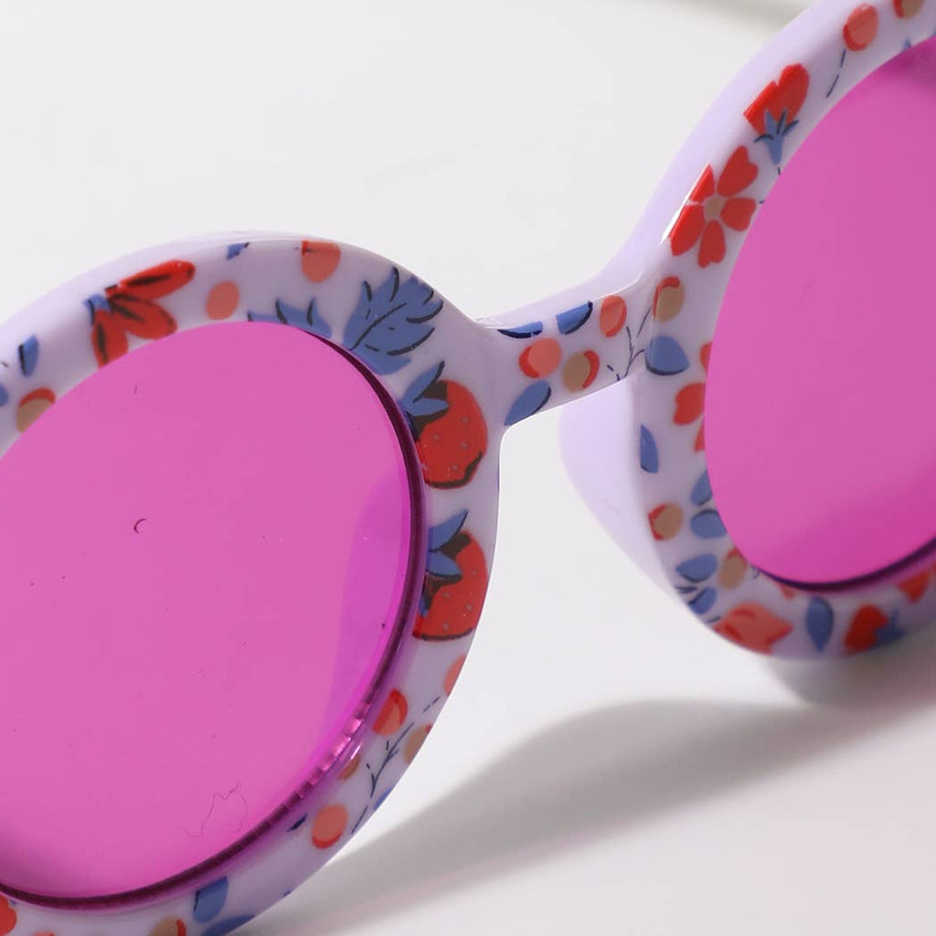 Girls Floral Round Frame Sunglasses